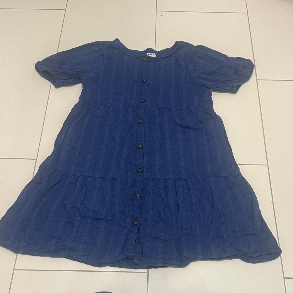 Old Navy Navy Blue Kids Dress with Button Front 10/12